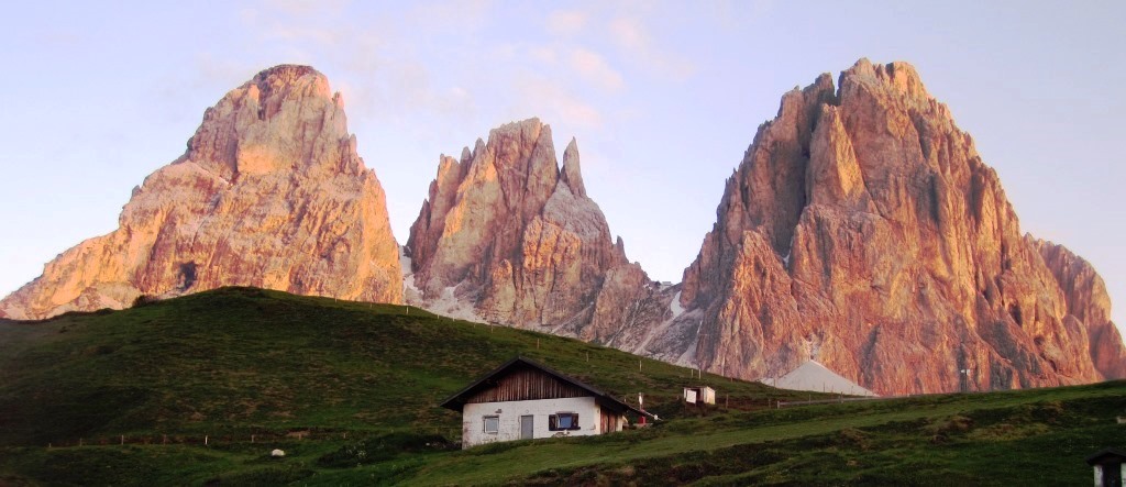 Sassolungo (3,181m) is the highest mountain of the Sella Group in the western Dolomites in South Tyrol, Italy. The name translates to "long peak" / "long rock". Further summits are the so-called Punta Grohmann, Torre Innerkofler, Dente, Sassopiatto and Cinque Dita. The Sassolungo mountain range could be considered the borderline between the Val Gardena and Val di Fassa.