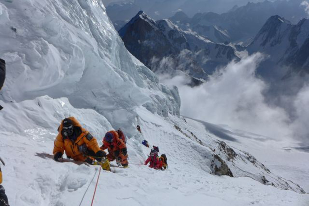 Lakpa Sherpa and Chris Burke K2 serac travers, 2014